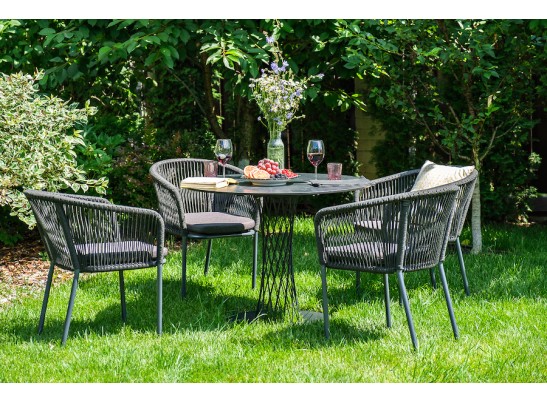 "Диего" обеденная группа на 4 персоны со стульями "Марсель", столешница "серый гранит" в Каменске-Уральском