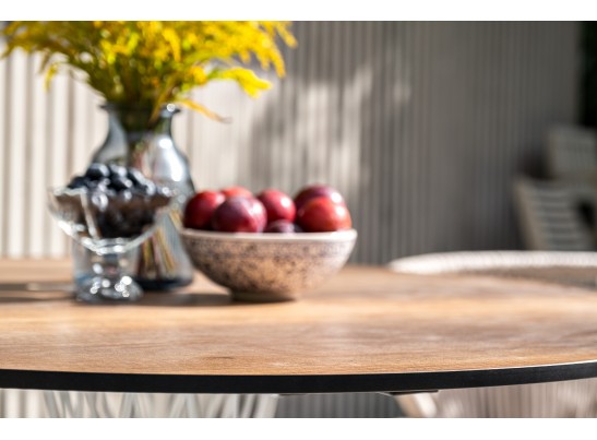 "Диего" обеденный стол из HPL круглый Ø100см, цвет "дуб", каркас белый в Каменске-Уральском