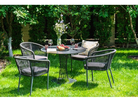 "Диего" обеденный стол из HPL круглый Ø115см, цвет "серый гранит" в Каменске-Уральском