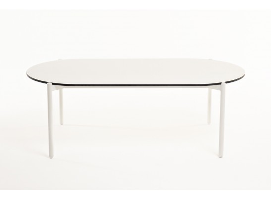 "Диего" журнальный стол из HPL 120х60 H40, каркас белый муар, цвет "молочный" в Каменске-Уральском