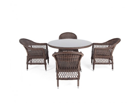 "Дольче" обеденная группа из искусственного ротанга, цвет коричневый в Каменске-Уральском