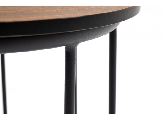 "Эквадор" журнальный стол из HPL круглый Ø40 H55, каркас из алюминия темно-серый (RAL 7024) муар, цвет столешницы "дуб" в Каменске-Уральском