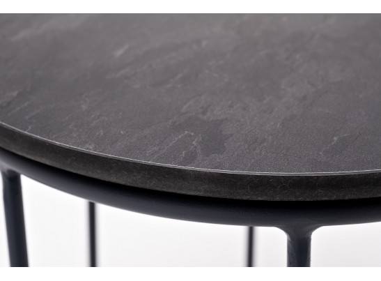 "Эквадор" журнальный стол из HPL круглый Ø40 H55, каркас из алюминия темно-серый (RAL 7024) муар, цвет столешницы "серый гранит" в Каменске-Уральском