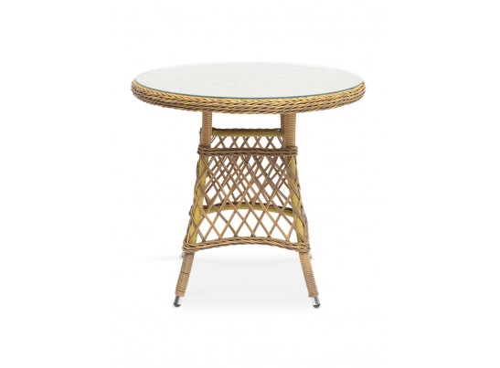 "Эспрессо" плетеный круглый стол, диаметр 80 см, цвет соломенный в Каменске-Уральском