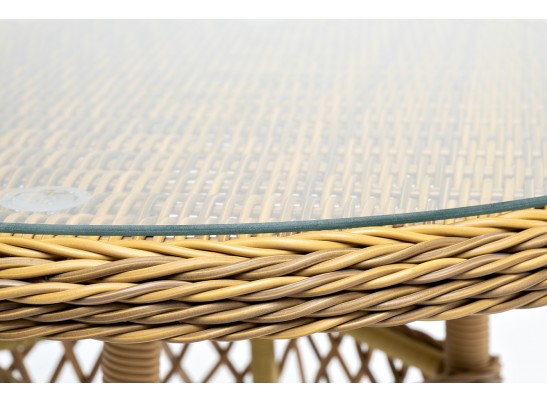 "Эспрессо" плетеный круглый стол, диаметр 80 см, цвет соломенный в Каменске-Уральском