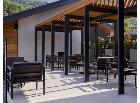 "Эстелья" кресло, каркас алюминий темно-серый (RAL7024) муар, ткань темно-серая 027 в Каменске-Уральском