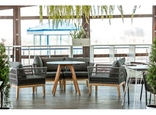 "Франческо" интерьерный стол из HPL круглый Ø100см, цвет молочный в Каменске-Уральском