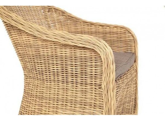 "Равенна" плетеное кресло из искусственного ротанга, цвет соломенный с серой подушкой в Каменске-Уральском