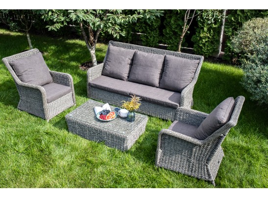 "Гляссе" диван трехместный из искусственного ротанга (гиацинт), цвет серый в Каменске-Уральском