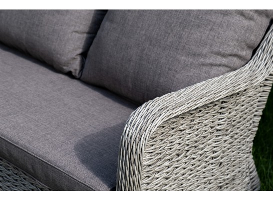 "Гляссе" диван трехместный из искусственного ротанга (гиацинт), цвет серый в Каменске-Уральском