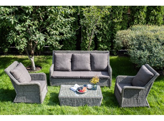 "Гляссе" лаунж-зона из искусственного ротанга (гиацинт), цвет серый в Каменске-Уральском