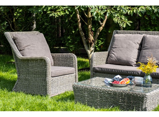 "Гляссе" лаунж-зона из искусственного ротанга (гиацинт), цвет серый в Каменске-Уральском