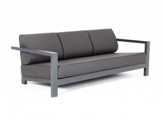 "Гранада" диван 3-местный, каркас алюминий темно-серый (RAL7024) муар, ткань темно-серая 027 в Каменске-Уральском