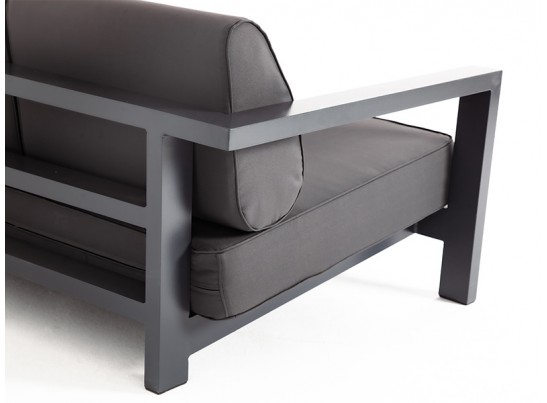 "Гранада" диван 3-местный, каркас алюминий темно-серый (RAL7024) муар, ткань темно-серая 027 в Каменске-Уральском