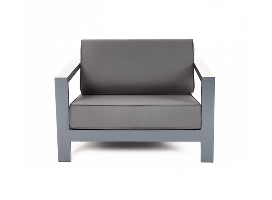 "Гранада" кресло алюминиевое, цвет темно-серый (RAL7024) муар, ткань темно-серая 027 в Каменске-Уральском