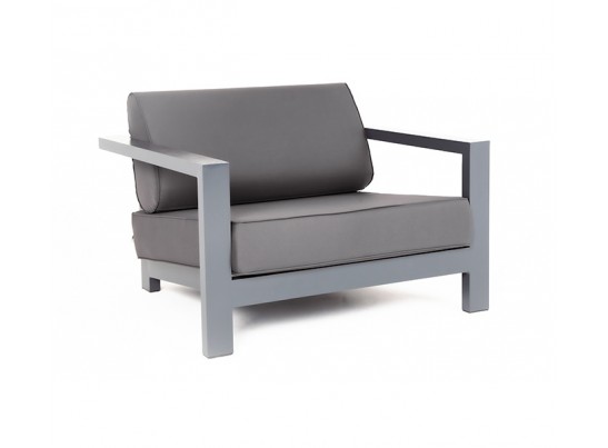 "Гранада" кресло алюминиевое, цвет темно-серый (RAL7024) муар, ткань темно-серая 027 в Каменске-Уральском