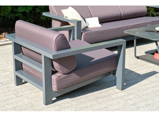 "Гранада" кресло алюминиевое, цвет темно-серый (RAL7024) муар, ткань темно-серая 027 в Каменске-Уральском