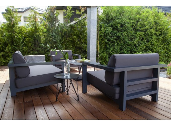 "Гранада" кресло алюминиевое, цвет темно-серый (RAL7024) муар, ткань темно-серая 027 в Каменске-Уральском