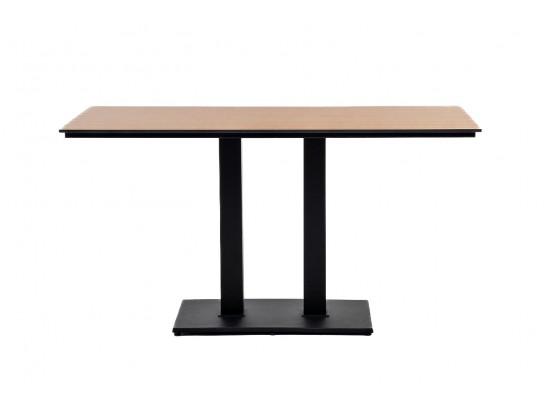 "Каффе" обеденный стол из HPL 140х70см, цвет "дуб", подстолье двойное черное чугун в Каменске-Уральском