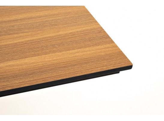 "Каффе" обеденный стол из HPL 140х70см, цвет "дуб", подстолье двойное черное чугун в Каменске-Уральском