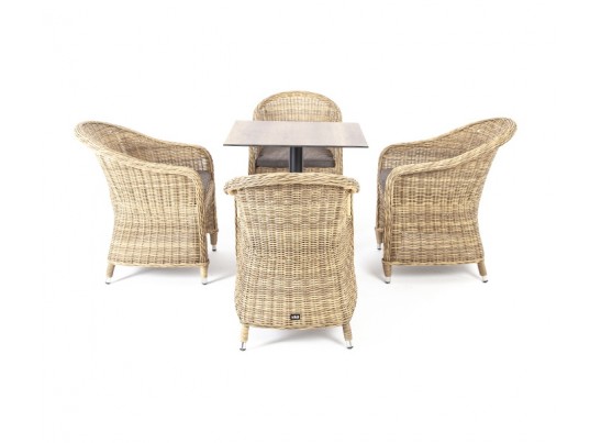 "Каффе" обеденная группа на 4 персоны, стулья соломенные в Каменске-Уральском