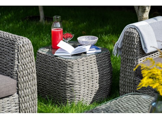 "Кальяри" кофейный столик из искусственного ротанга (гиацинт), цвет серый в Каменске-Уральском