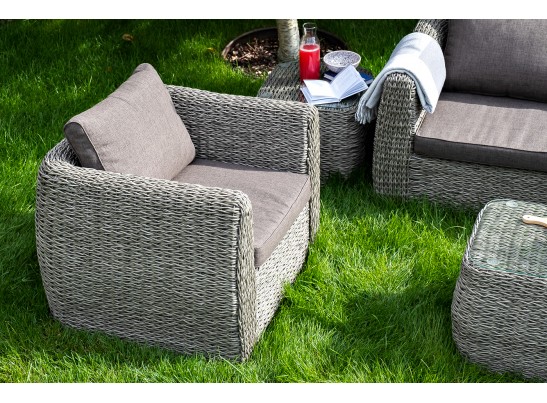 "Кальяри" кофейный столик из искусственного ротанга (гиацинт), цвет серый в Каменске-Уральском