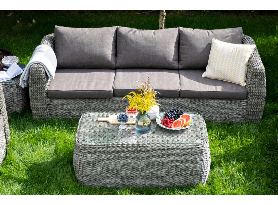 "Кальяри" журнальный столик из искусственного ротанга (гиацинт), цвет серый в Каменске-Уральском