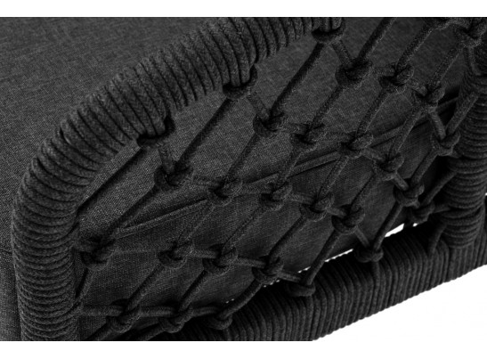 "Канны" диван 2-местный плетеный из роупа (узелки), каркас алюминий темно-серый (RAL7024) муар, роуп темно-серый круглый, ткань темно-серая 027 в Каменске-Уральском