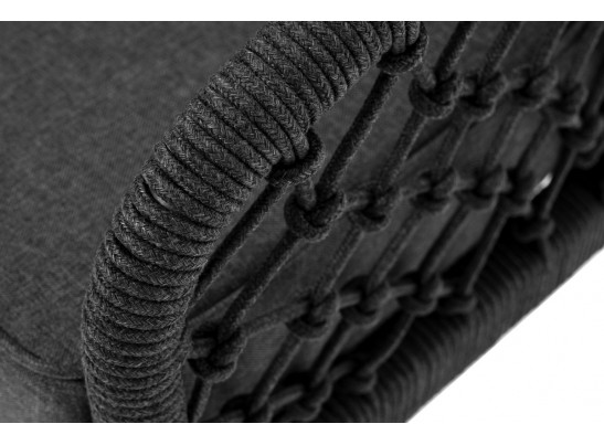 "Канны" диван 2-местный плетеный из роупа (узелки), каркас алюминий темно-серый (RAL7024) муар, роуп темно-серый круглый, ткань темно-серая 027 в Каменске-Уральском