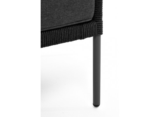 "Канны" диван 2-местный плетеный из роупа (узелки), каркас алюминий темно-серый (RAL7024) муар, роуп темно-серый круглый, ткань темно-серая 027 в Каменске-Уральском