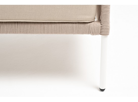 "Канны" диван 2-местный плетеный из роупа, каркас алюминий белый, роуп бежевый, ткань бежевая в Каменске-Уральском