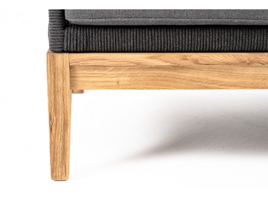 "Канны" диван 3-местный плетеный из роупа, основание дуб, роуп темно-серый круглый, ткань темно-серая 027 в Каменске-Уральском