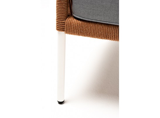 "Канны" кресло плетеное из роупа, каркас алюминий светло-серый (RAL7035) муар, роуп светло-серый круглый, ткань светло-серая в Каменске-Уральском