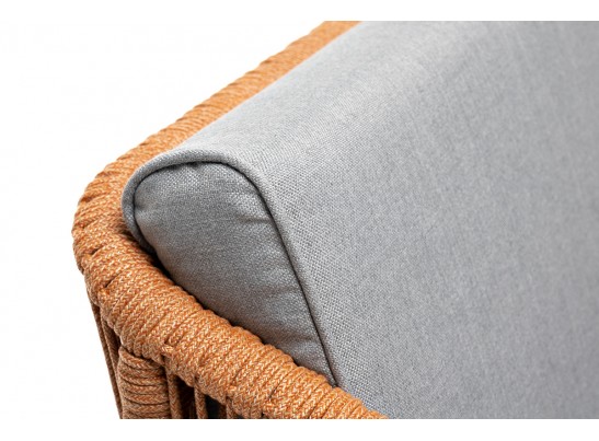 "Канны" кресло плетеное из роупа, каркас алюминий светло-серый (RAL7035) муар, роуп светло-серый круглый, ткань светло-серая в Каменске-Уральском