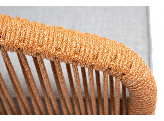 "Канны" кресло плетеное из роупа, каркас алюминий светло-серый (RAL7035) муар, роуп светло-серый круглый, ткань светло-серая в Каменске-Уральском