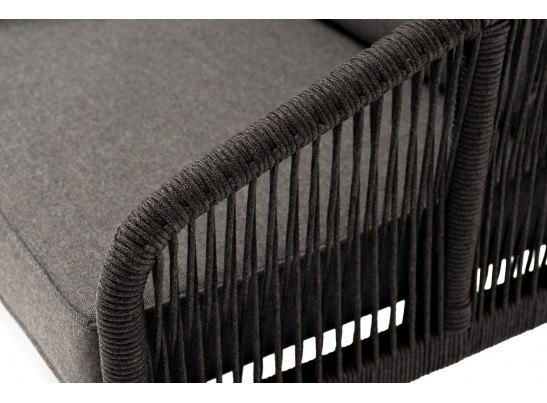 "Канны" кресло плетеное из роупа, каркас алюминий темно-серый (RAL7024) муар, роуп темно-серый круглый, ткань темно-серая 027 в Каменске-Уральском