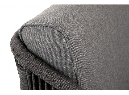 "Канны" кресло плетеное из роупа, каркас алюминий темно-серый (RAL7024) муар, роуп темно-серый круглый, ткань темно-серая 027 в Каменске-Уральском