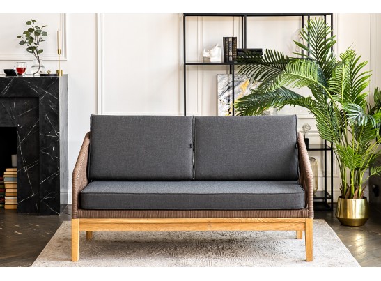 "Канны" лаунж-зона 4-ая из роупа со столиком "Канны" (серый гранит), основание дуб, роуп коричневый в Каменске-Уральском