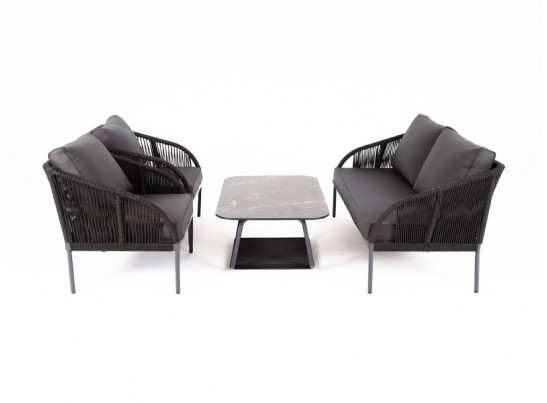 "Канны" лаунж-зона 4-местная плетеная из роупа (веревки), цвет темно-серый в Каменске-Уральском