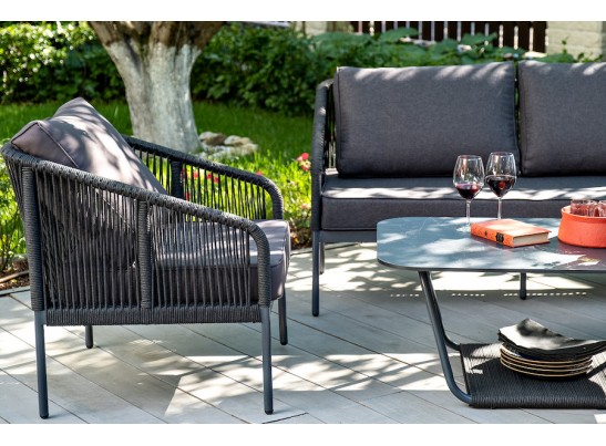 "Канны" лаунж-зона 4-местная плетеная из роупа (веревки), цвет темно-серый в Каменске-Уральском