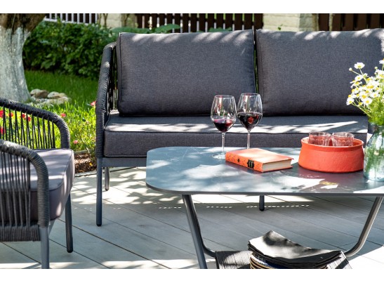 "Канны" лаунж-зона 4-местная плетеная из роупа (веревки), цвет темно-серый в Каменске-Уральском