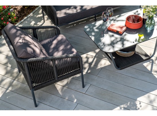 "Канны" лаунж-зона 4-местная плетеная из роупа (веревки), цвет темно-серый в Каменске-Уральском