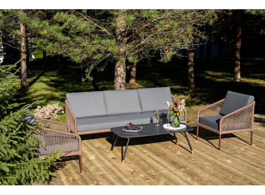 "Канны" лаунж-зона 5-местная плетеная из роупа (веревки), роуп коричневый в Каменске-Уральском