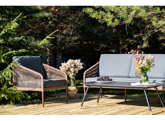 "Канны" лаунж-зона 5-местная плетеная из роупа (веревки), роуп коричневый в Каменске-Уральском