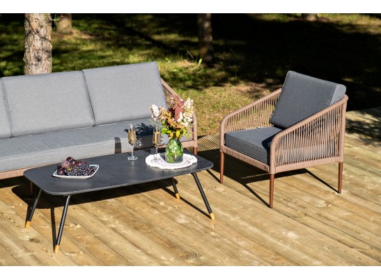 "Канны" лаунж-зона 5-местная плетеная из роупа (веревки), роуп коричневый в Каменске-Уральском