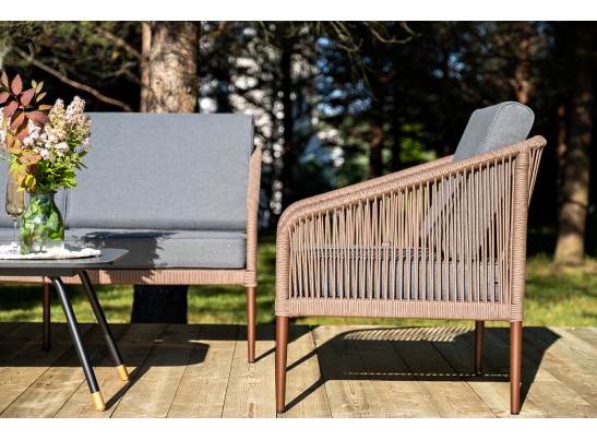 "Канны" лаунж-зона 5-местная плетеная из роупа (веревки), роуп коричневый в Каменске-Уральском