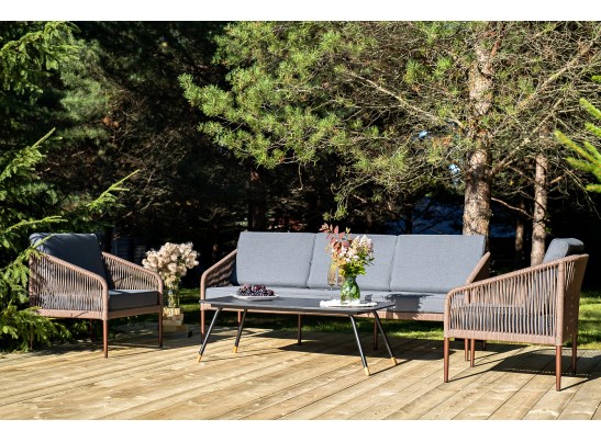 "Канны" лаунж-зона 5-местная плетеная из роупа (веревки), роуп коричневый в Каменске-Уральском