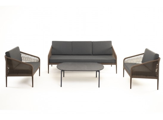 "Канны" лаунж-зона 5-местная плетеная из роупа (веревки), роуп коричневый в Каменске-Уральском