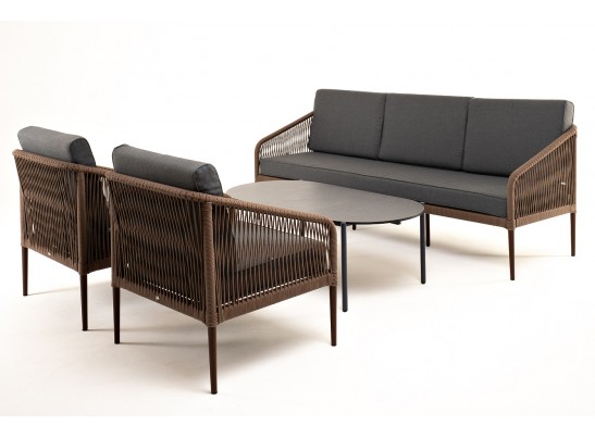 "Канны" лаунж-зона 5-местная плетеная из роупа (веревки), роуп коричневый в Каменске-Уральском